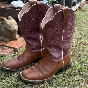 Ariat Brown and Purple Western Boots